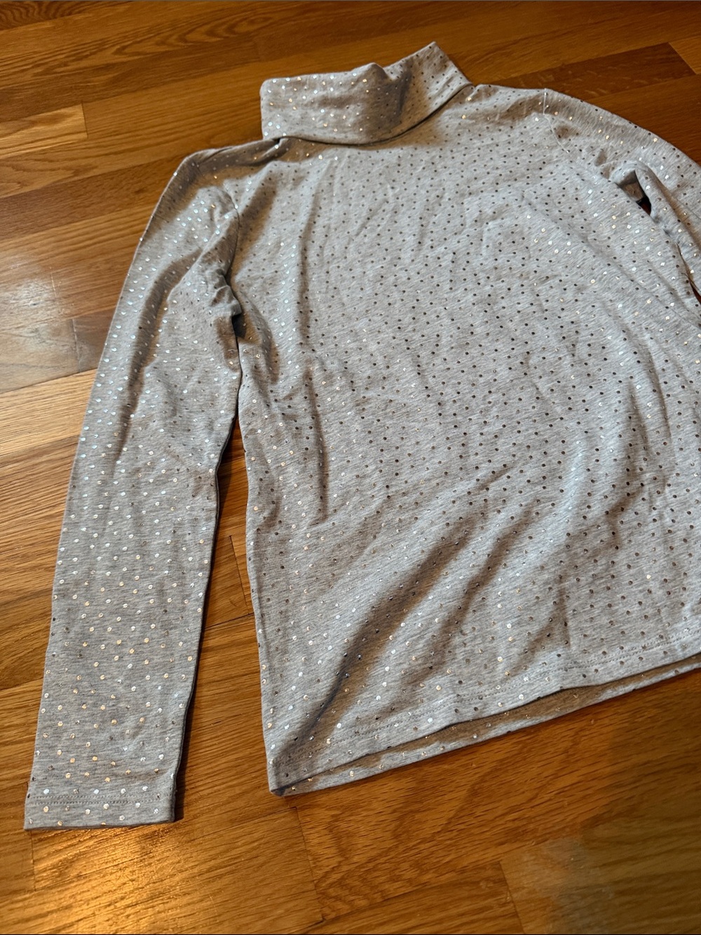 Talbots Silver Sparkle polka dot Turtleneck Long Sleeve Top - Picture 2 of 10